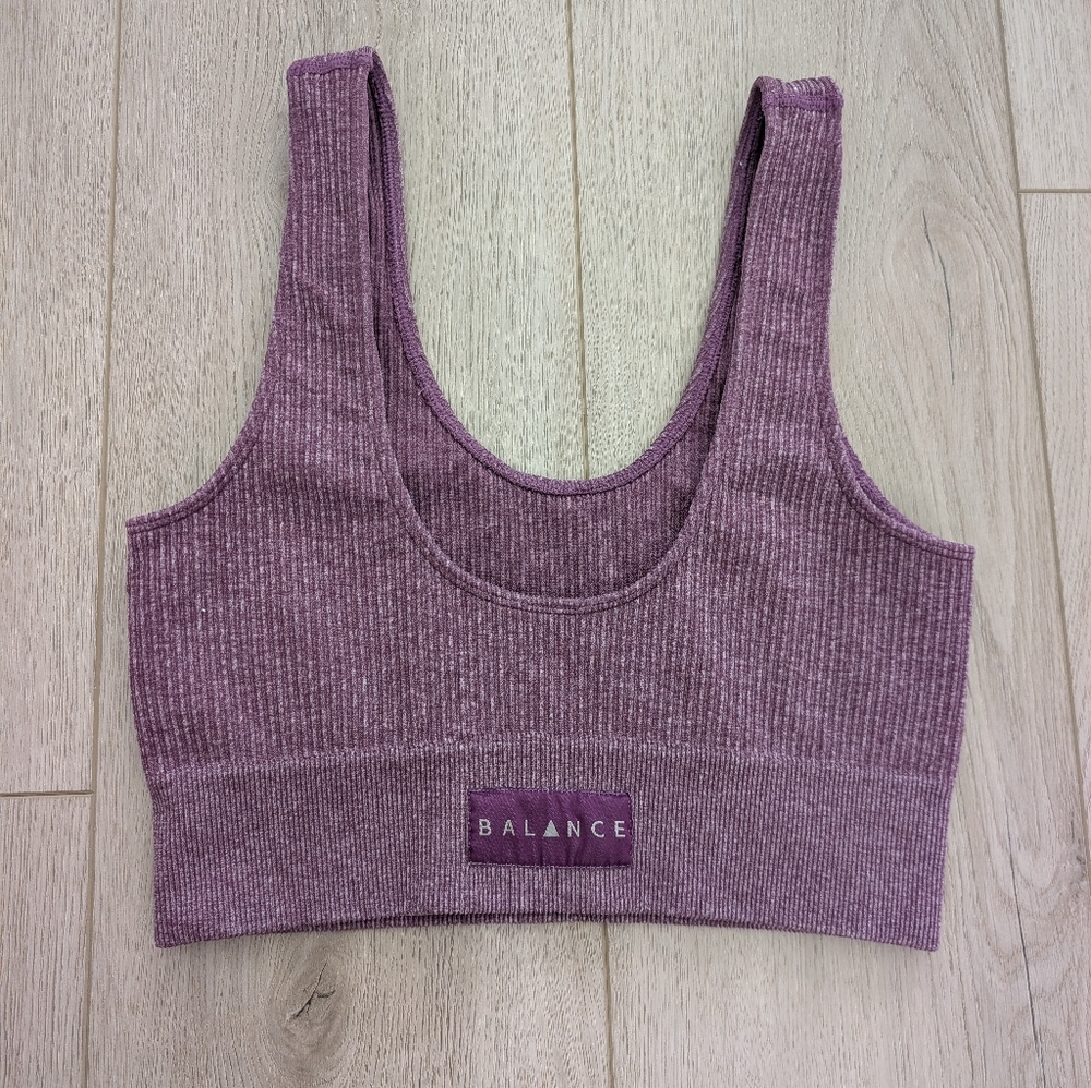Balance Athletica Dusty Mauve Ribbed Sports Bra